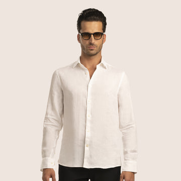 Slim Fit Linen Shirt White