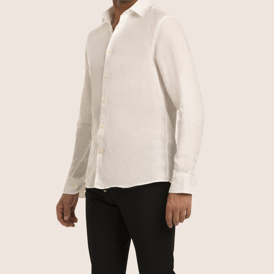 Slim Fit Linen Shirt White