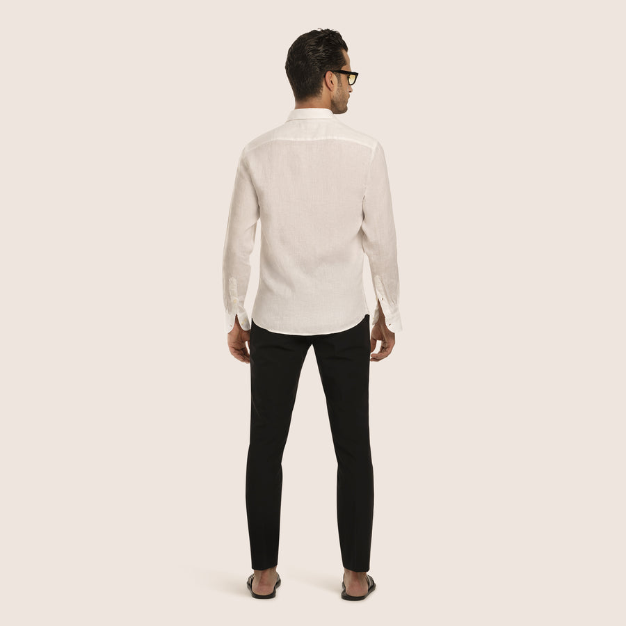 Slim Fit Linen Shirt White