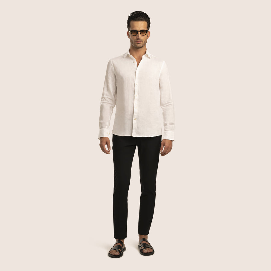 Slim Fit Linen Shirt White