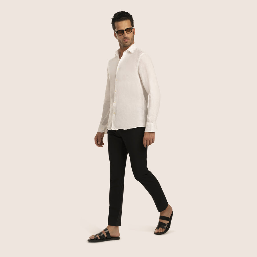 Slim Fit Linen Shirt White