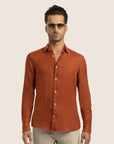 Slim Fit Linen Shirt Terracotta