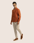 Slim Fit Linen Shirt Terracotta