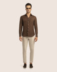 Slim Fit Linen Shirt Brown