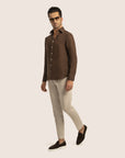 Slim Fit Linen Shirt Brown