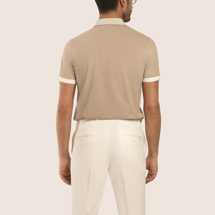 Polo Contrast Piqué Beige