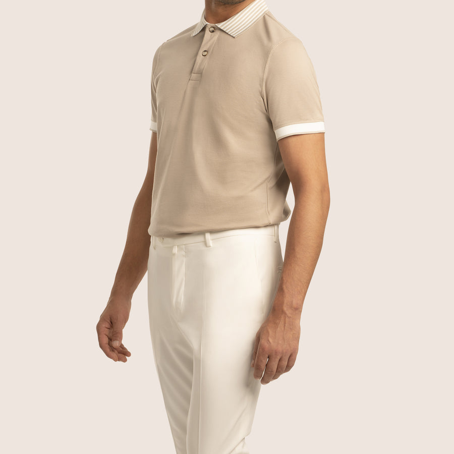 Polo Contrast Piqué Beige