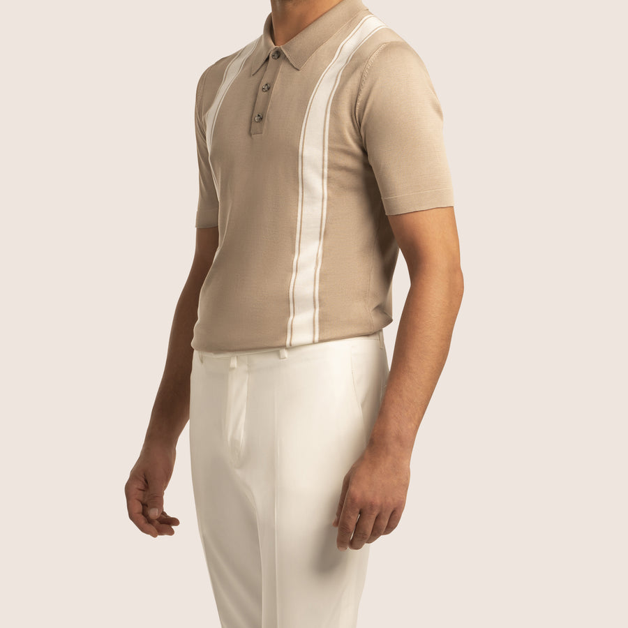 Extra fine knitted Polo Beige