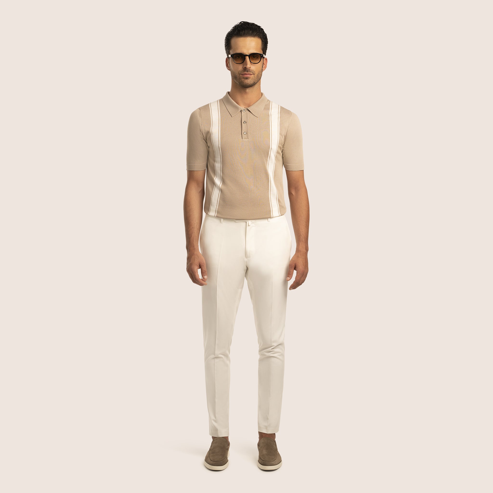 Extra fine knitted Polo Beige