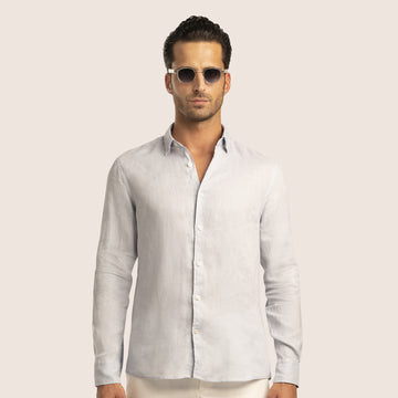 Slim Fit Linen Shirt Ice Blue