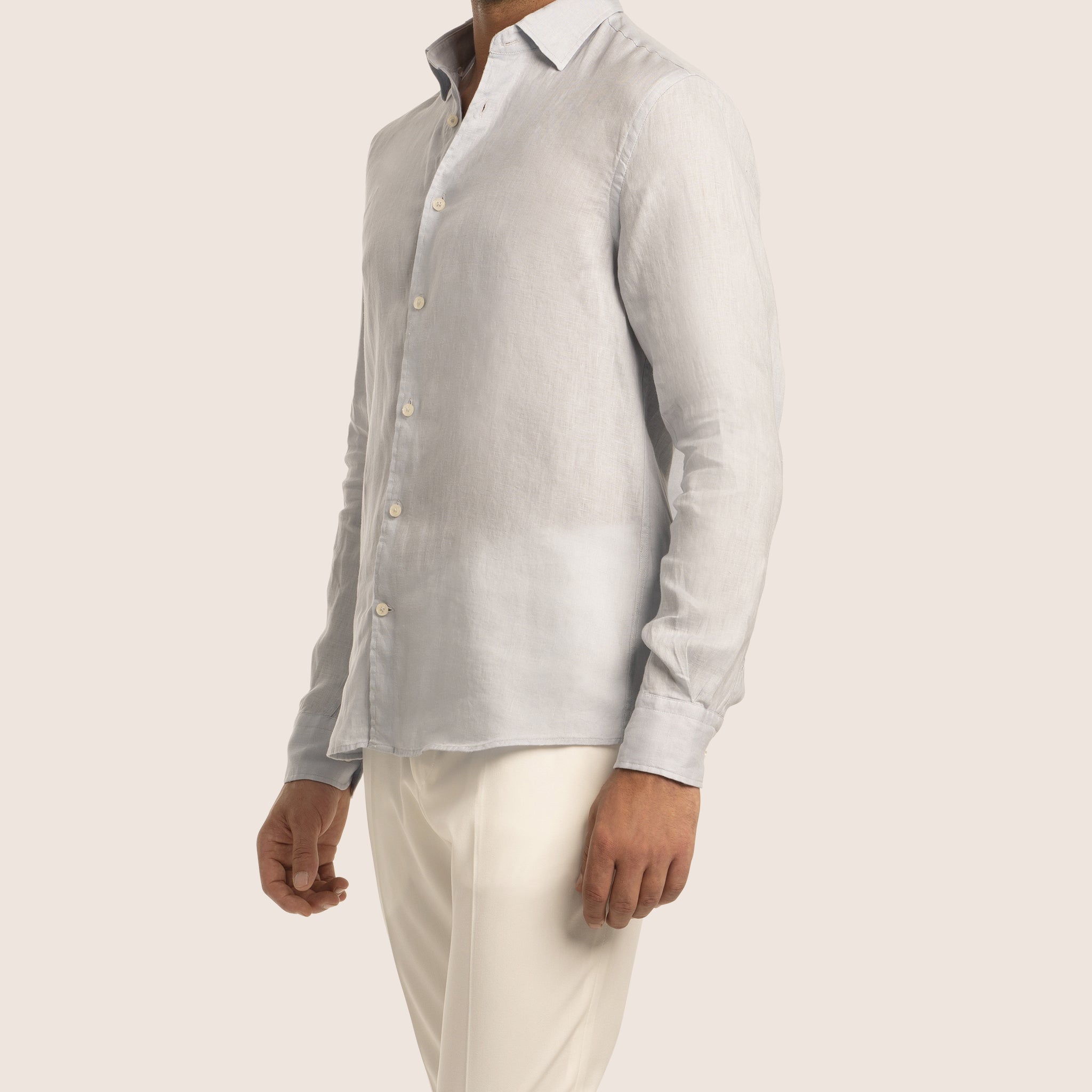 Slim Fit Linen Shirt Ice Blue