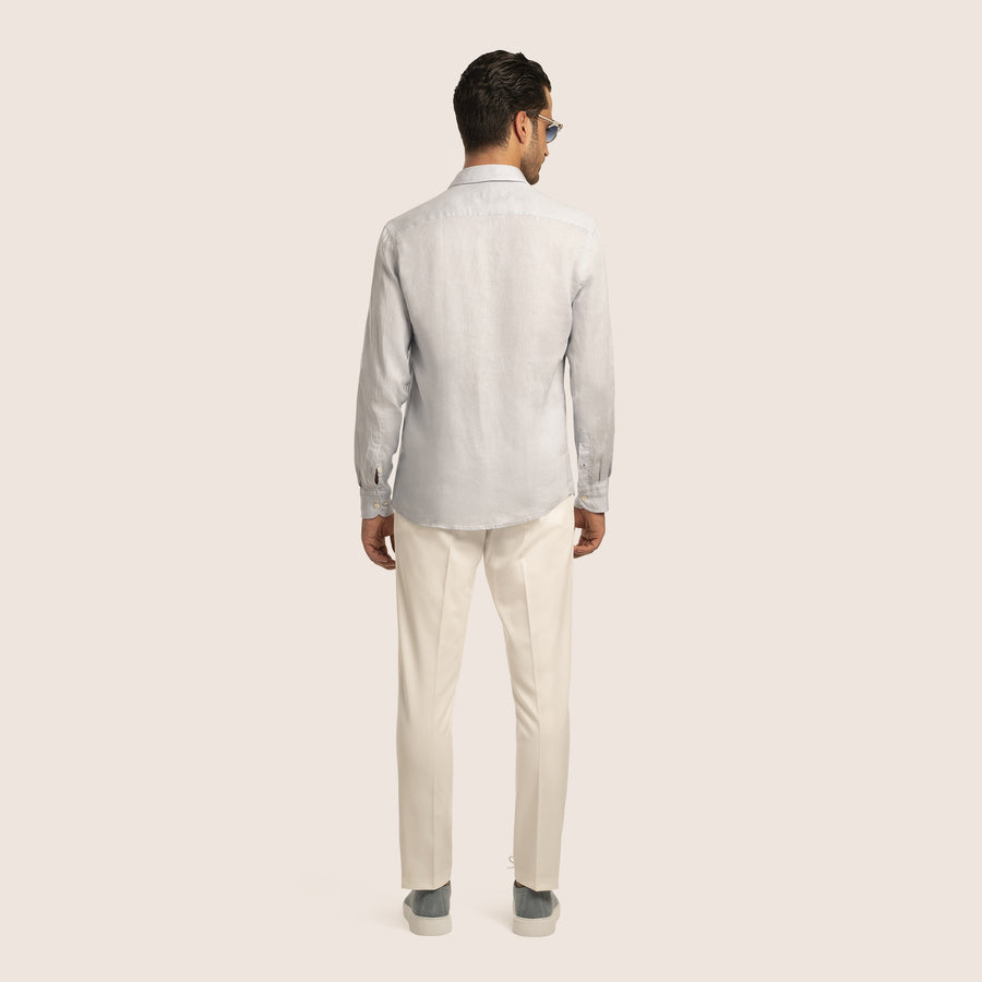 Slim Fit Linen Shirt Ice Blue