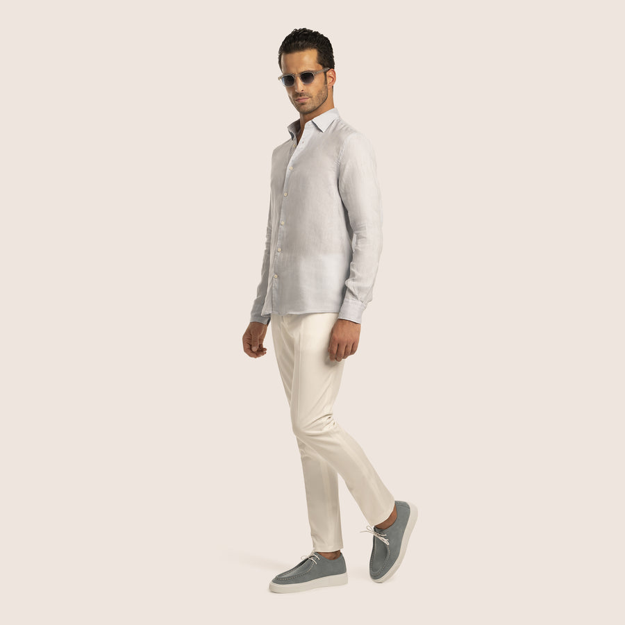 Slim Fit Linen Shirt Ice Blue