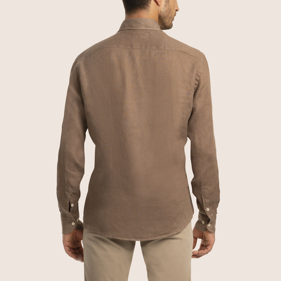 Slim Fit Linen Shirt Taupe