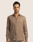 Slim Fit Linen Shirt Taupe