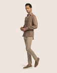 Slim Fit Linen Shirt Taupe