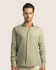 Slim Fit Linen Shirt Olive