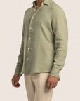 Slim Fit Linen Shirt Olive