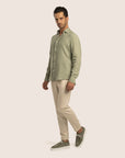 Slim Fit Linen Shirt Olive