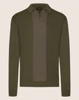 Polo Shirt Zip Two Tone Army